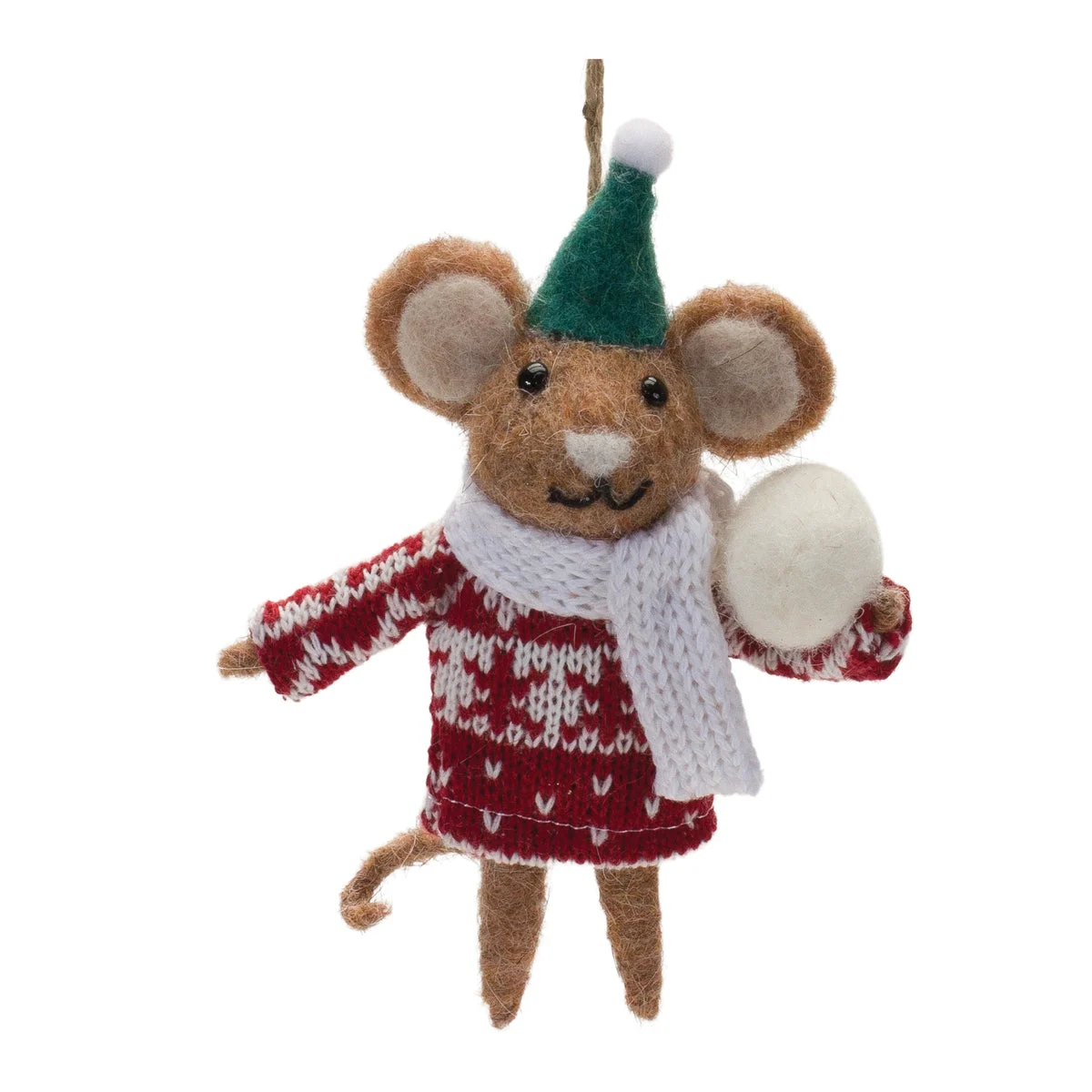 Melrose Wool Mouse with Sweater Ornament (Set of 12)