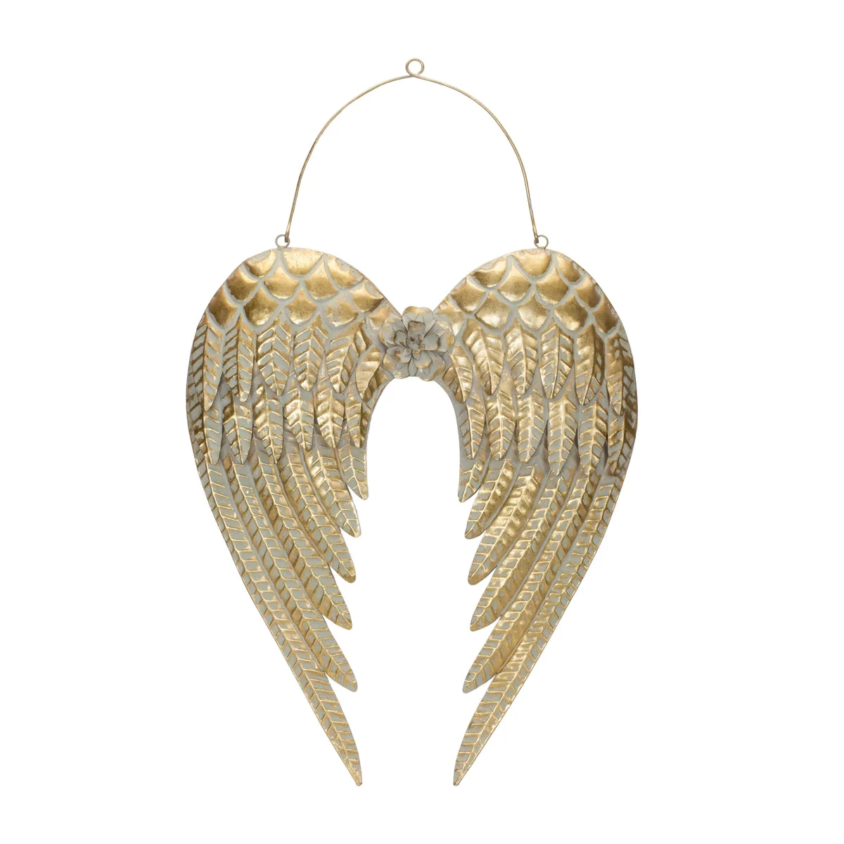 Brushed Metal Angel Wings Ornament – 30"H Gold Christmas Tree Decoration by Melrose
