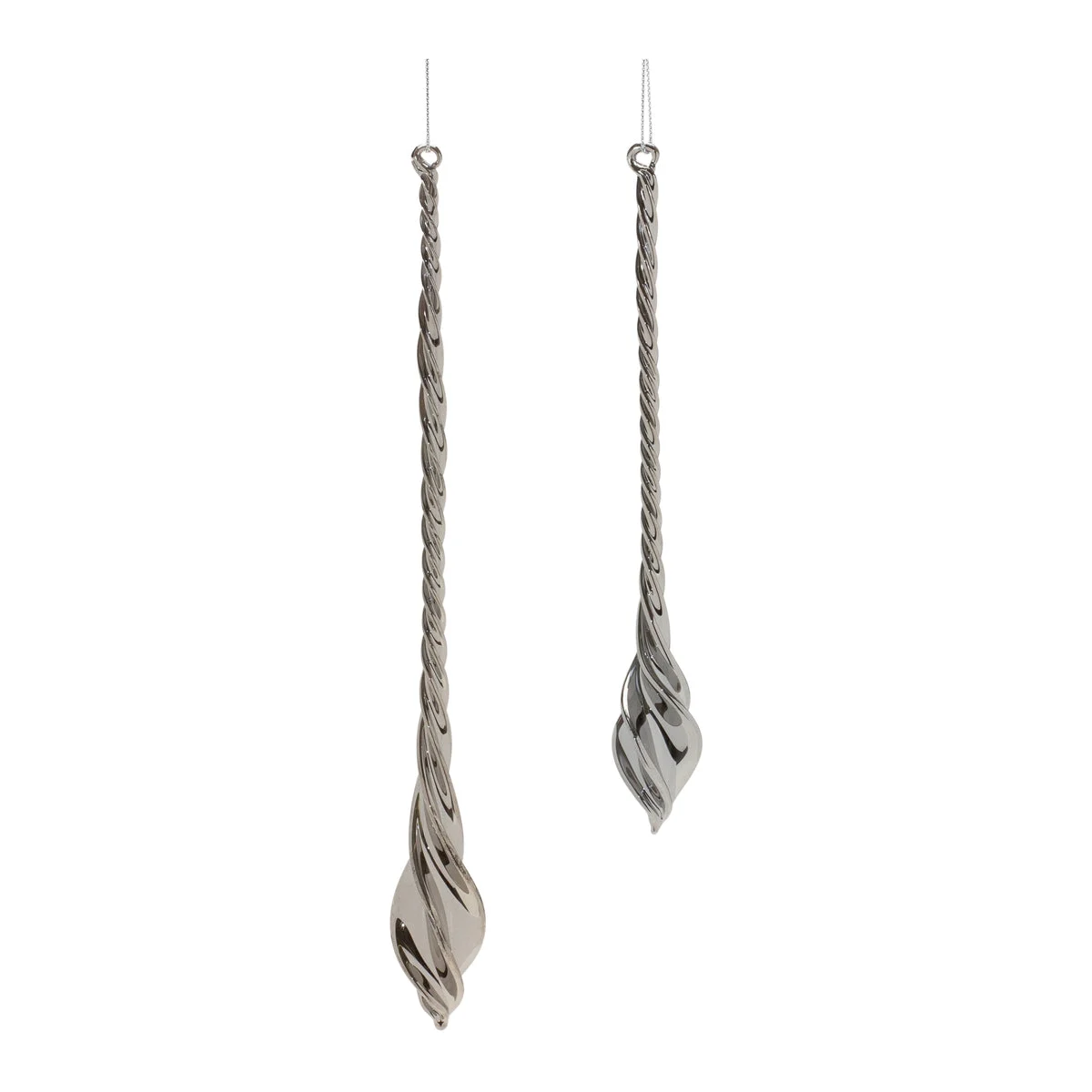 Christmas Swirl Glass Drop Ornament – 7.5"H & 9.5"H Black Swirl Hanging, Set of 12 by Melrose