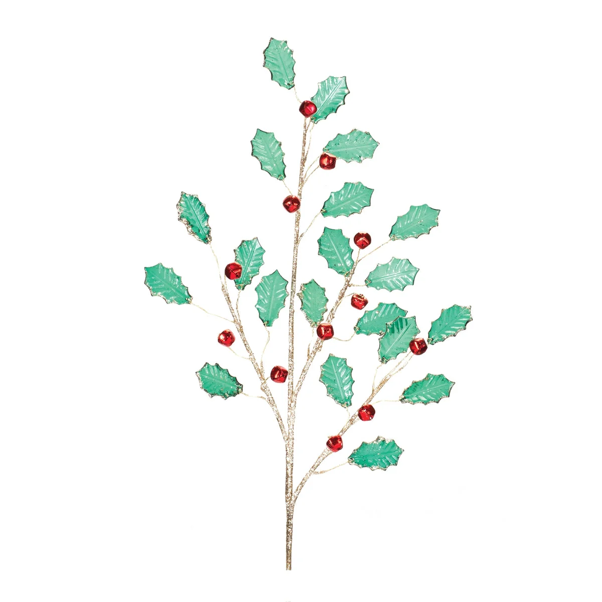 Christmas Holly Leaf Jewel Spray – 33"H Holiday Greenery Jewel Sprays – Red & Green, Set of 2 by Melrose