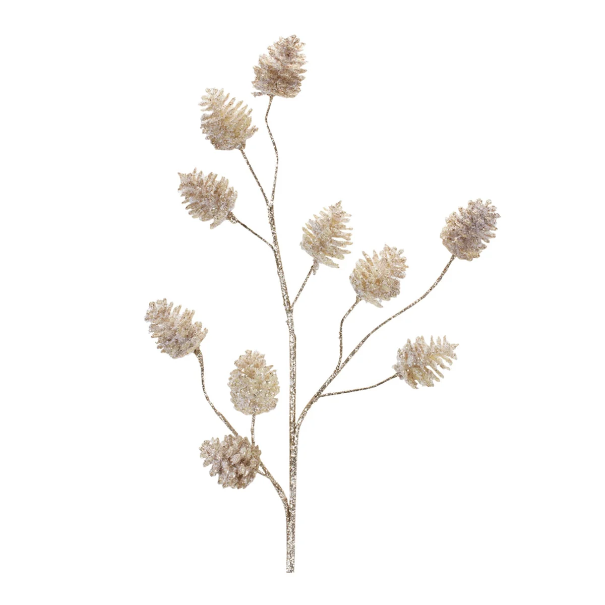 Champagne Pinecone Spray Set – 30"H Christmas Decorative Sprays (Set of 6) Plastic Holiday Accents by Melrose