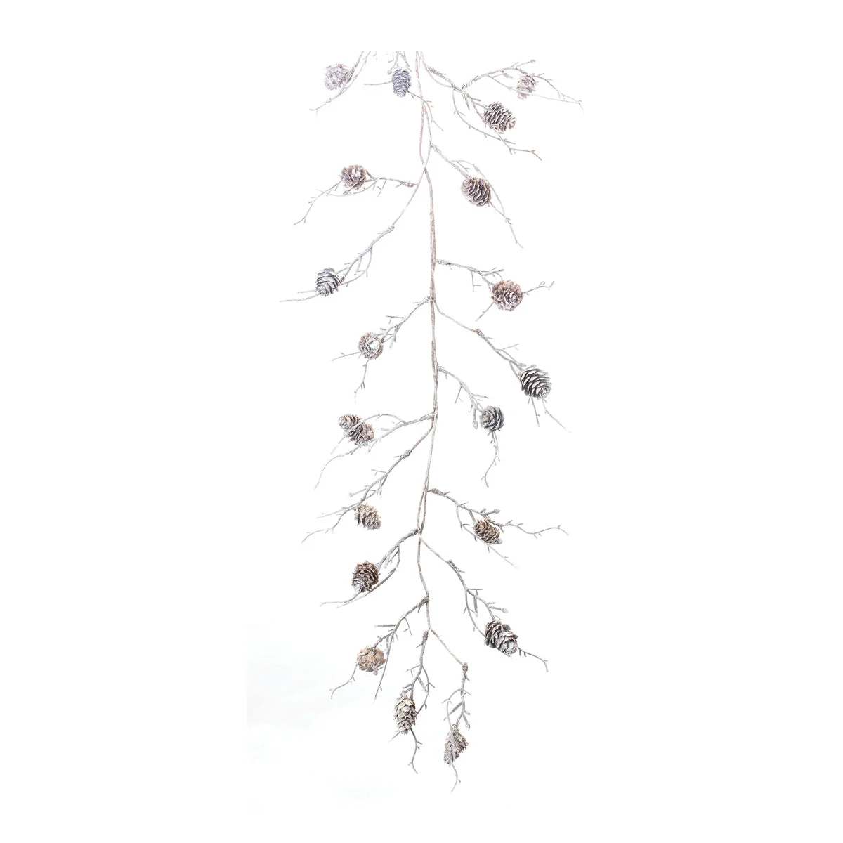 Flocked Pinecone Twig Garland Set – 65"L Christmas Decorative Garlands, Plastic/Pinecone Holiday Accents (Set of 2) by Melrose