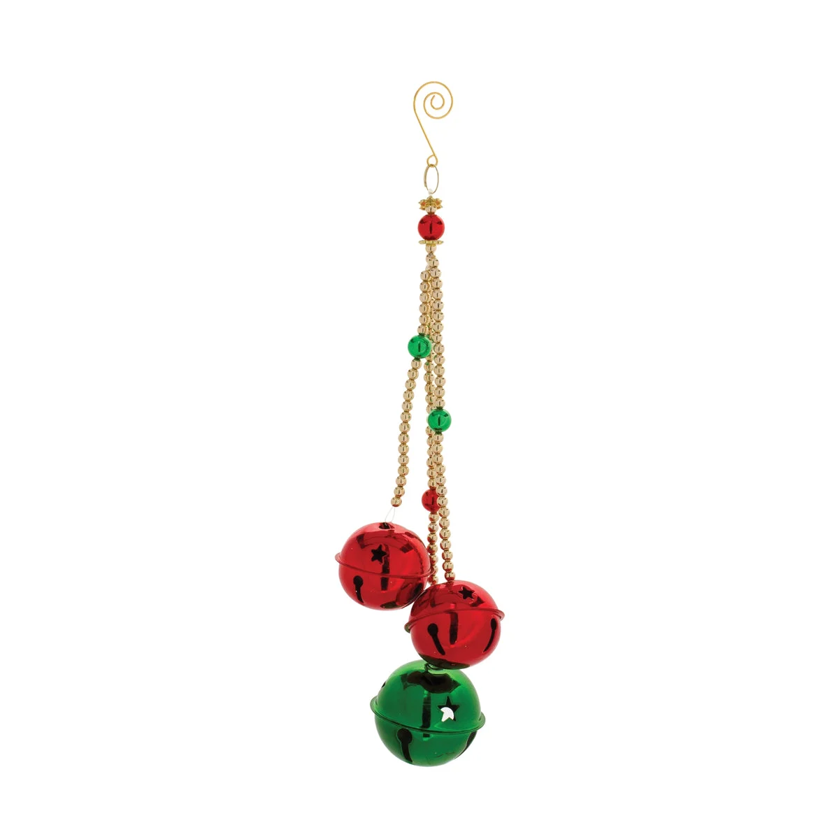 Sleigh Bell Drop Ornament Set – 13.5"H Traditional Christmas Hanging Ornaments (Set of 6) Iron/Plastic Holiday Accents by Melrose
