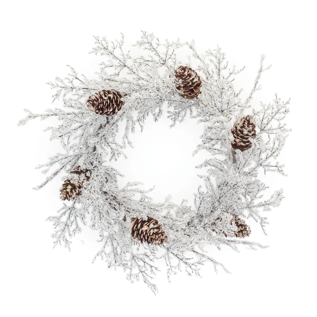 Iced Twig Pinecone Wreath – 24"D Frosted Winter Christmas Wreath Plastic Holiday Accent by Melrose