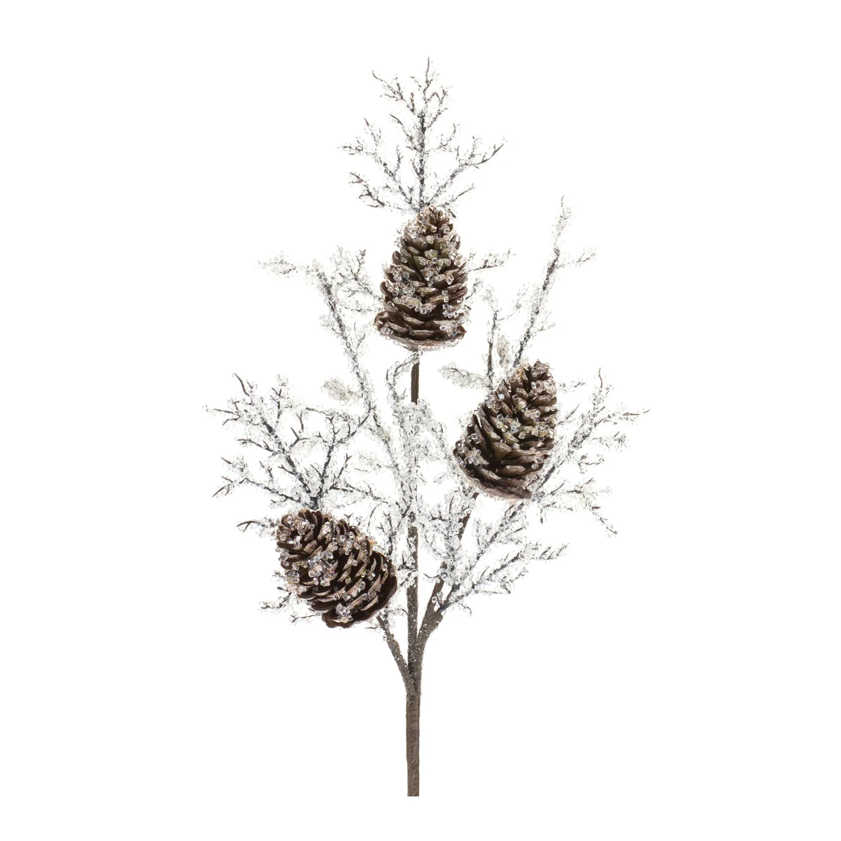 Iced Pinecone Twig Branch – 31"H Decorative Frosted Winter Branches (Set of 2) Acrylic Holiday Sprays by Melrose