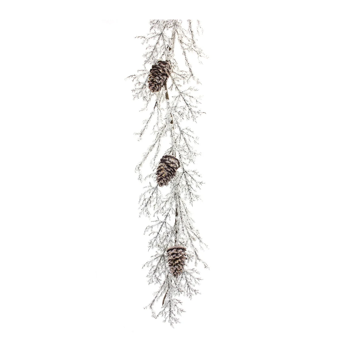 Iced Twig Garland with Pinecones – 5'L Frosted Winter Garland Acrylic Holiday Decoration by Melrose
