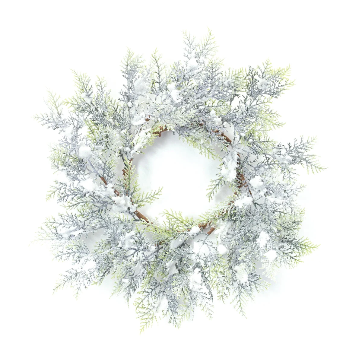 Snowy Cedar Wreath – 15"D Christmas Door Wreath Plastic Holiday Accent by Melrose