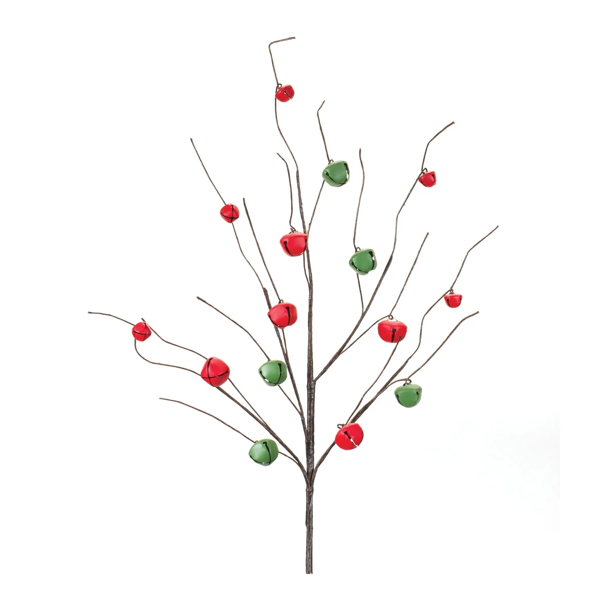 Sleigh Bell Twig Branch Set – 30"H Christmas Decorative Picks, Metal Holiday Accents (Set of 6) by Melrose