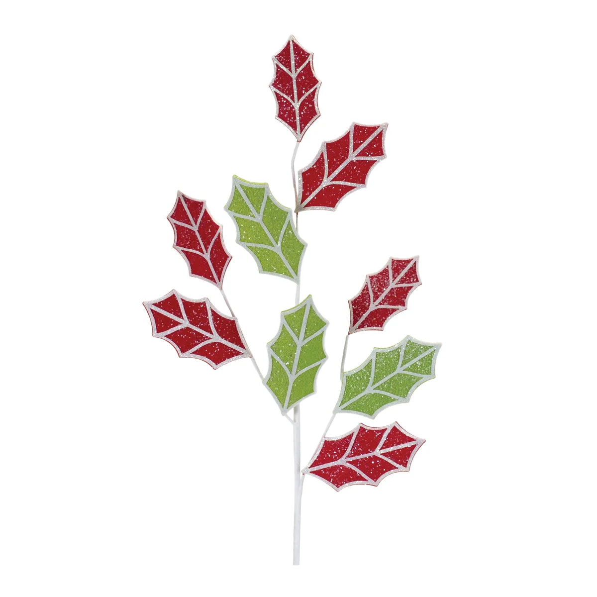 Glittered Holly Spray – 29.5"H Christmas Decorative Stems, Red & Green Holiday Accents (Set of 6) by Melrose