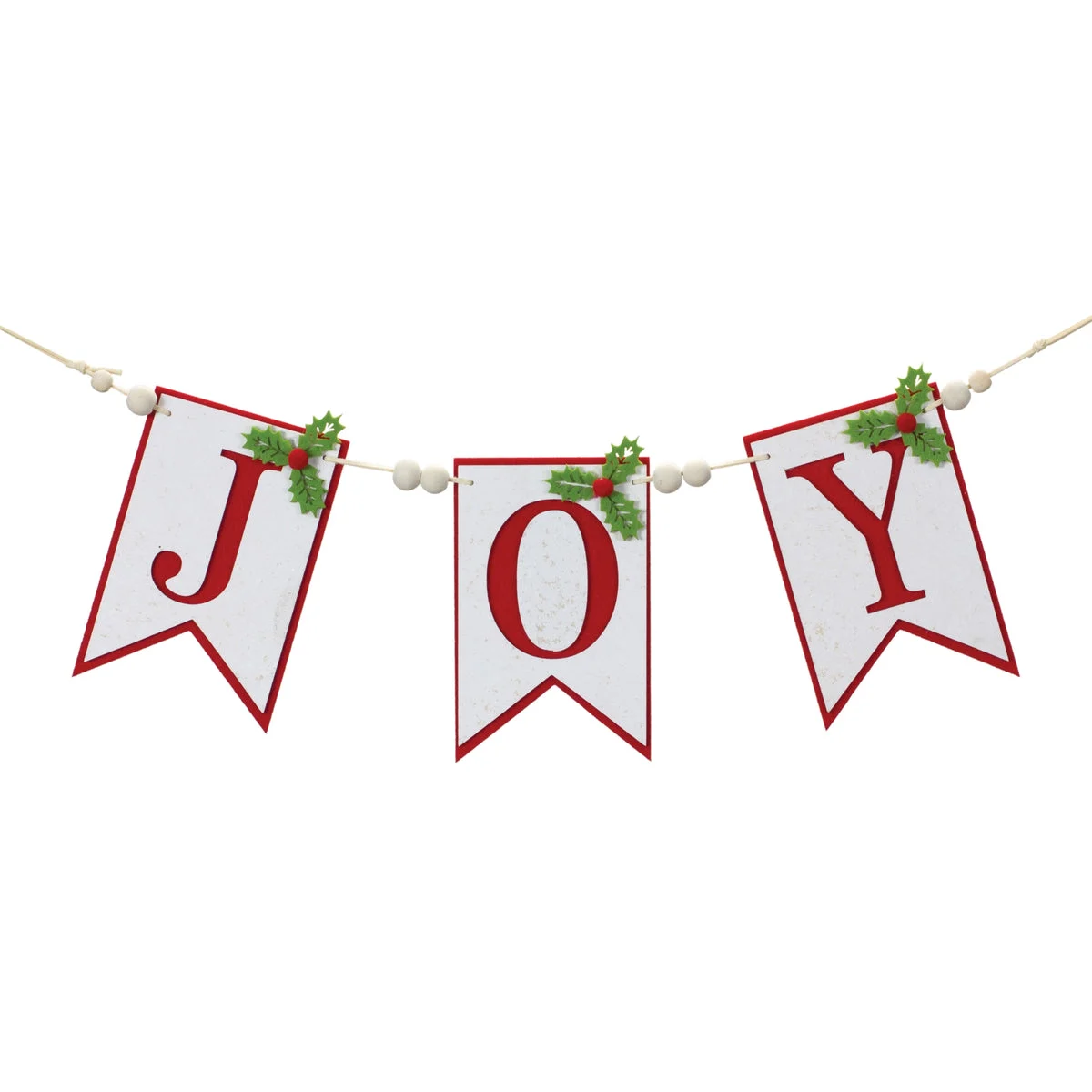 Joy Holiday Banner Garland – 21"L Christmas Wall & Tree Accent Plywood/Polyester by Melrose