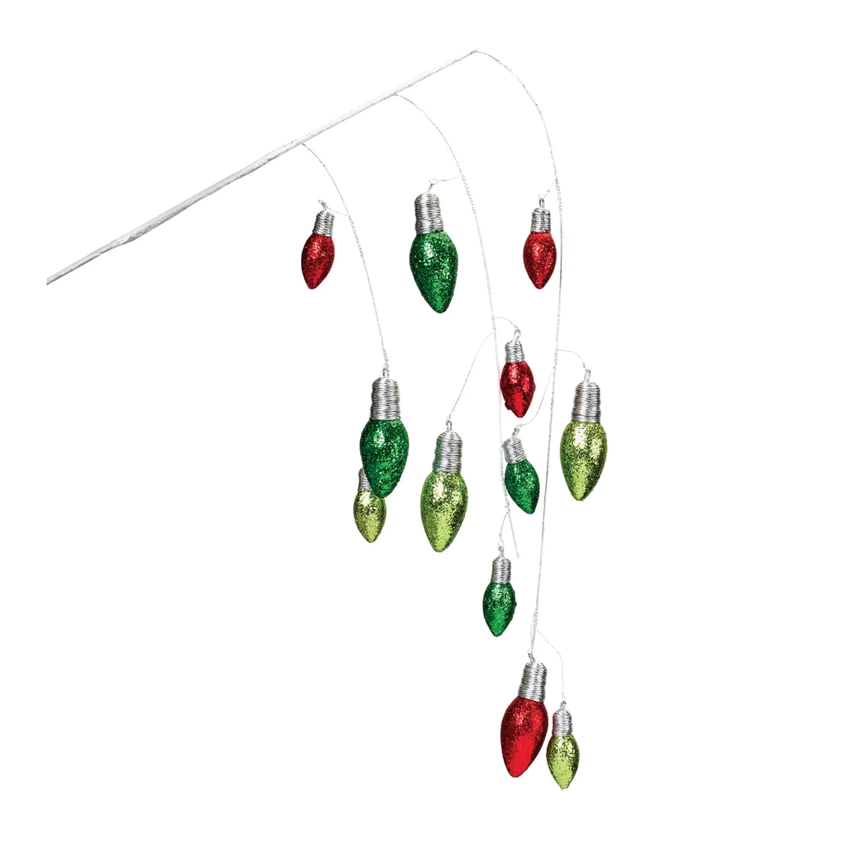 Hanging Holiday Light Spray (Set of 2) – 25"H Glittered Christmas Sprays Foam/Plastic by Melrose