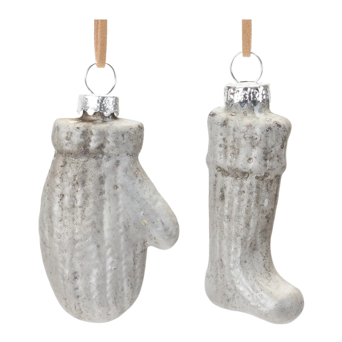Glass Mitten & Stocking Ornaments – 3.25"H Christmas Tree Decorations (Set of 12) Rustic Glass Accents by Melrose