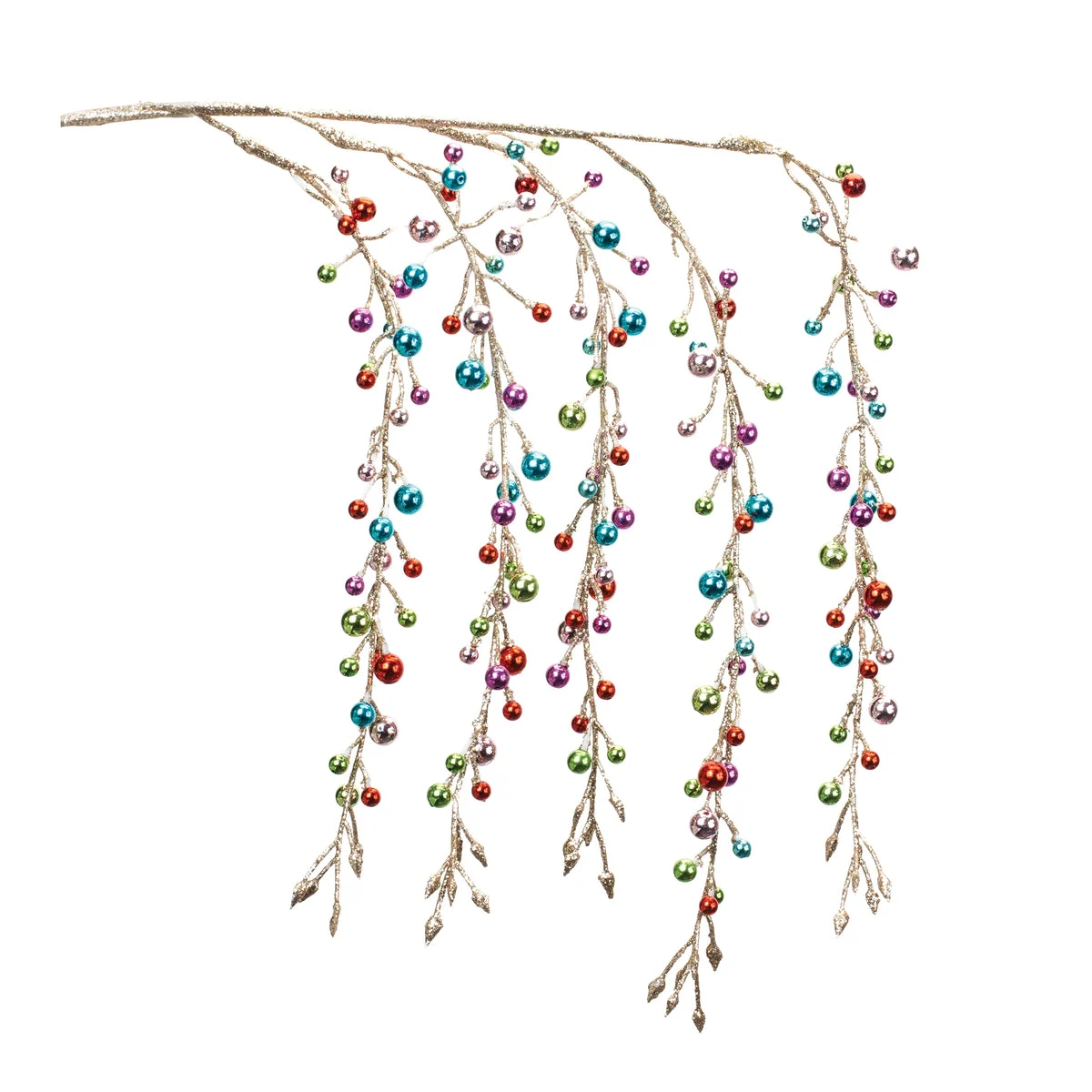 Hanging Bead Spray Set of 2 Gold and Pink Holiday Stems 12 Inch Height Christmas Decor By Melrose