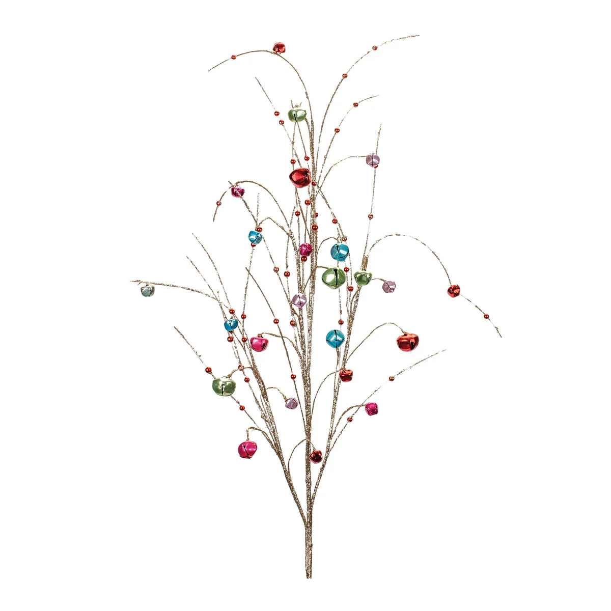 Jingle Bell Spray Set of 2 Gold and Red Holiday Stems 42 Inch Height Christmas Decor By Melrose