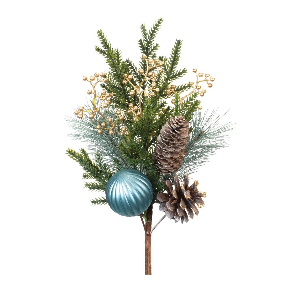 Pine Spray with Ornament Set of 2 Winter Greenery Stems 18.5 Inch Height Holiday Decor By Melrose