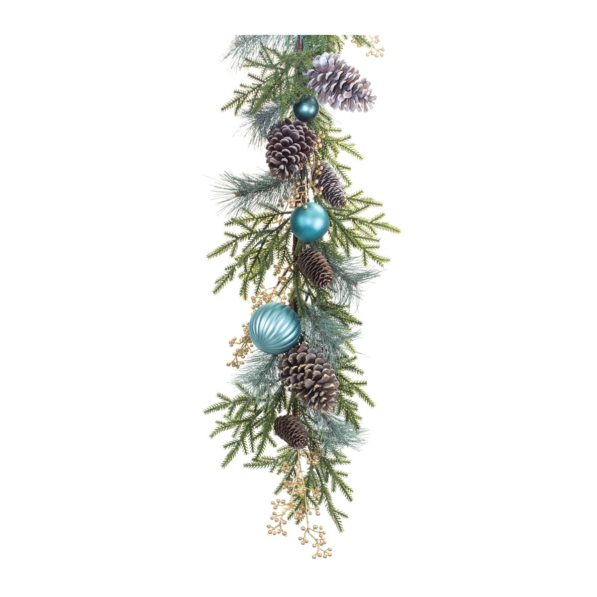 Holiday Pine Garland with Ornament Accents 6 Foot Length 12 Inch Height Traditional Decor By Melrose