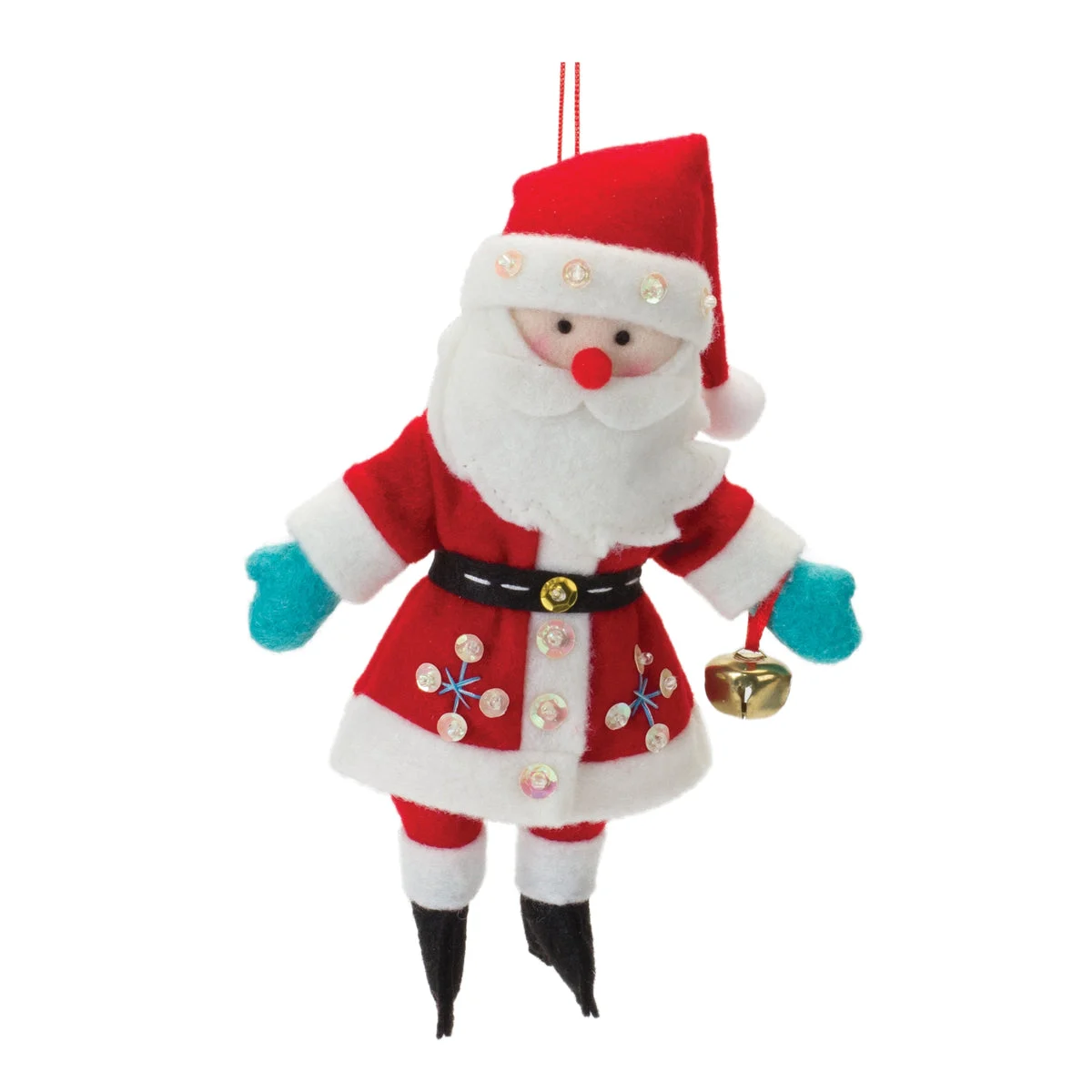 Plush Santa Ornaments – Polyester & Metal – 8 Inch Height, Set of 12, Indoor Christmas Decor By Melrose