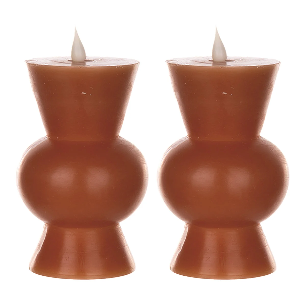 Simplux LED Designer Candle Set – Wax & Plastic – 3.5 x 5.5 Inch, 4 & 8 Hr Timer, Set of 2, Orange By Melrose