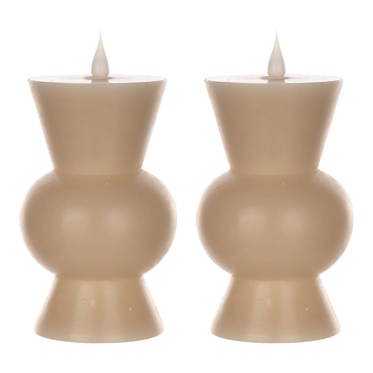 Simplux LED Designer Candle Set – Wax & Plastic – 3.5 x 5.5 Inch, 4 & 8 Hr Timer, Set of 2, Grey By Melrose