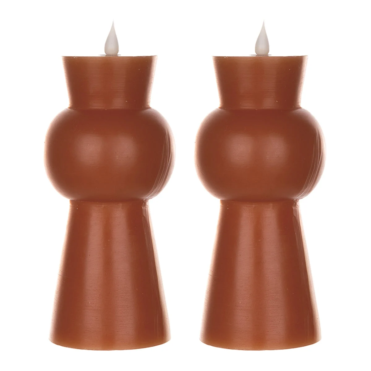 LED Flameless Candle Set Of 2 With Moving Flame 8.5 Inch Height For Indoor Use Orange By Melrose