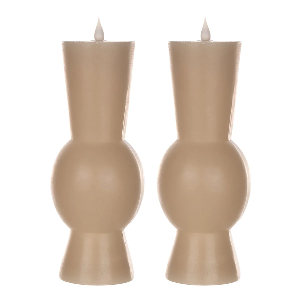 LED Flameless Candle Set Of 2 With Moving Flame 10.25 Inch Height For Indoor Lighting Grey By Melrose