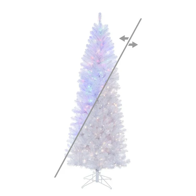 7.5' White Salem Pencil Pine Artificial Christmas Tree with 350 Warm White LED Lights