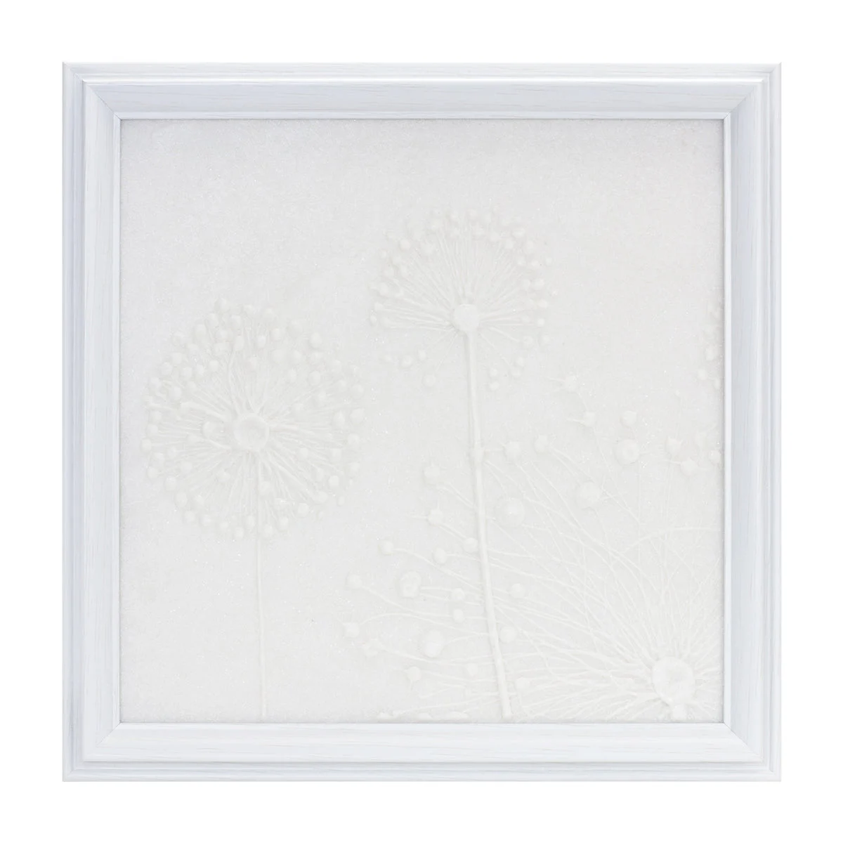 White Dandelion Wall Plaque – Polyresin Stone – 18.25 Inch Height – Raised Botanical Decor – By Melrose