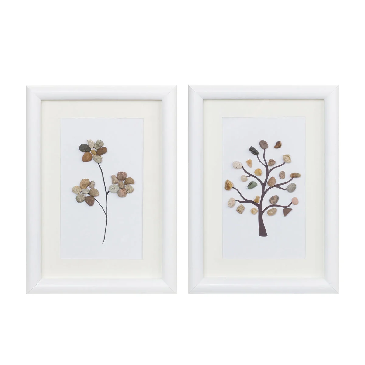 Set of 2 Tree and Floral Wall Art – MDF and Glass – 14.25"H – Modern Home Accent – By Melrose