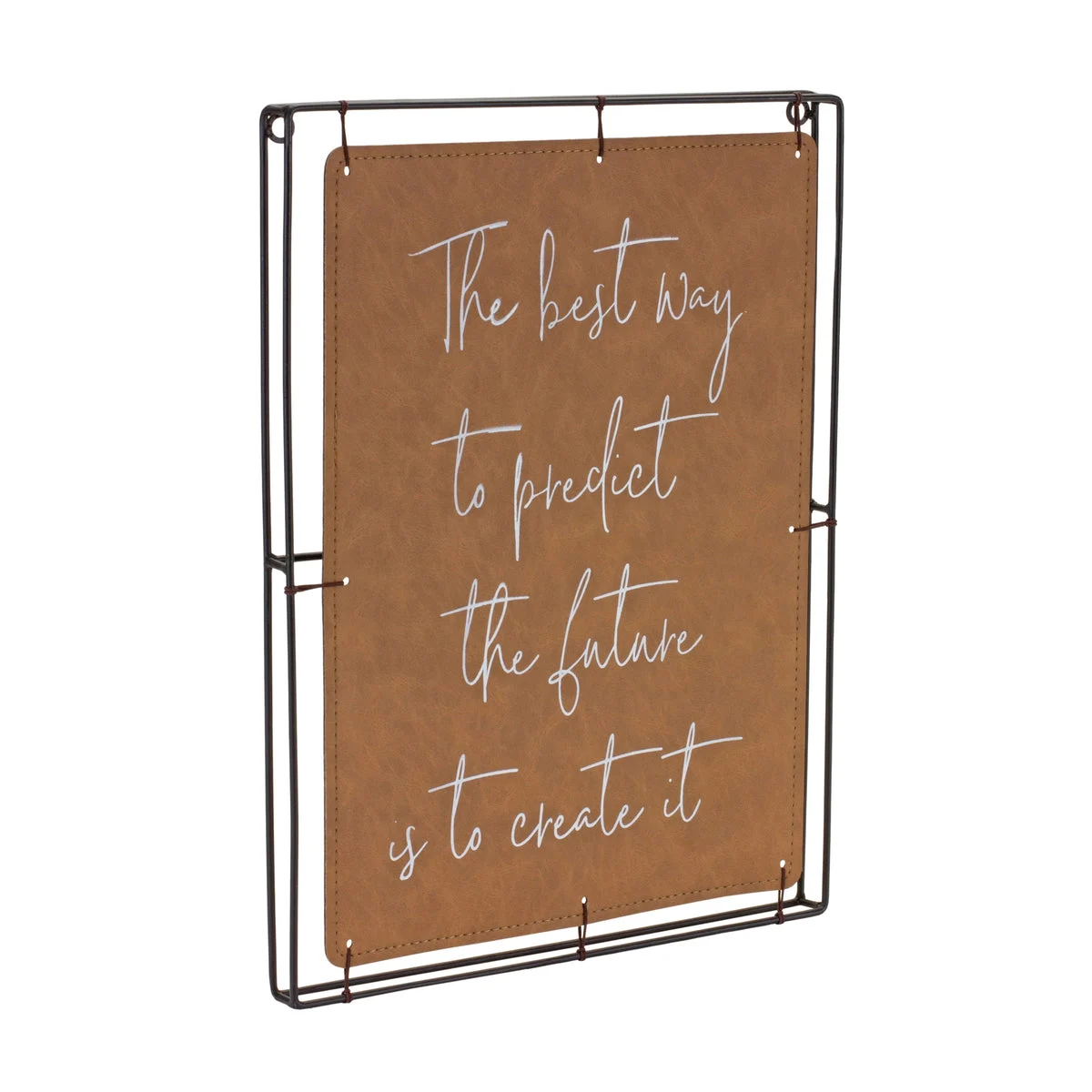 Create the Future Wall Frame Set – Set of 2, 15.75"H Inspirational Metal and Faux Leather Decor by Melrose