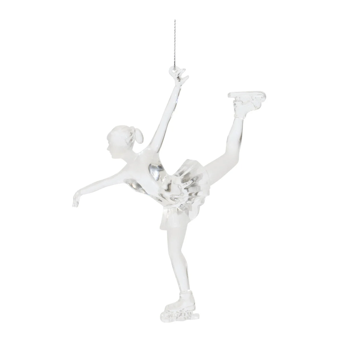 Christmas Ice Skater Tree Ornaments – Clear Acrylic Winter Decor 5.75 inch Melrose