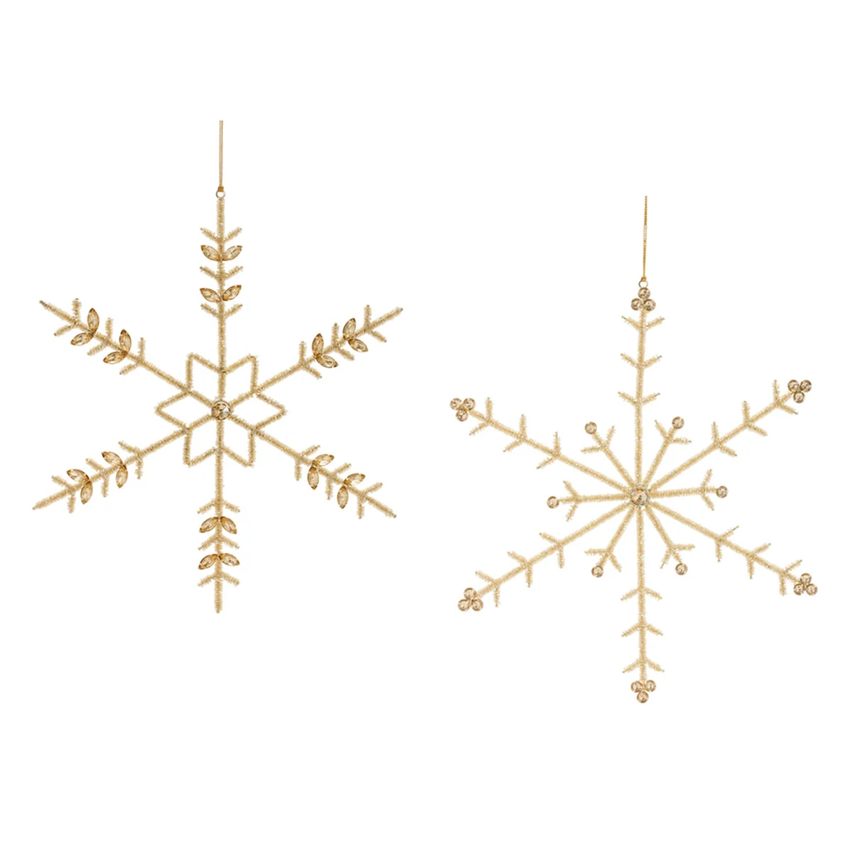Christmas Snowflake Tree Decorations Gold Iron and Glass Beads – 12in by Melrose