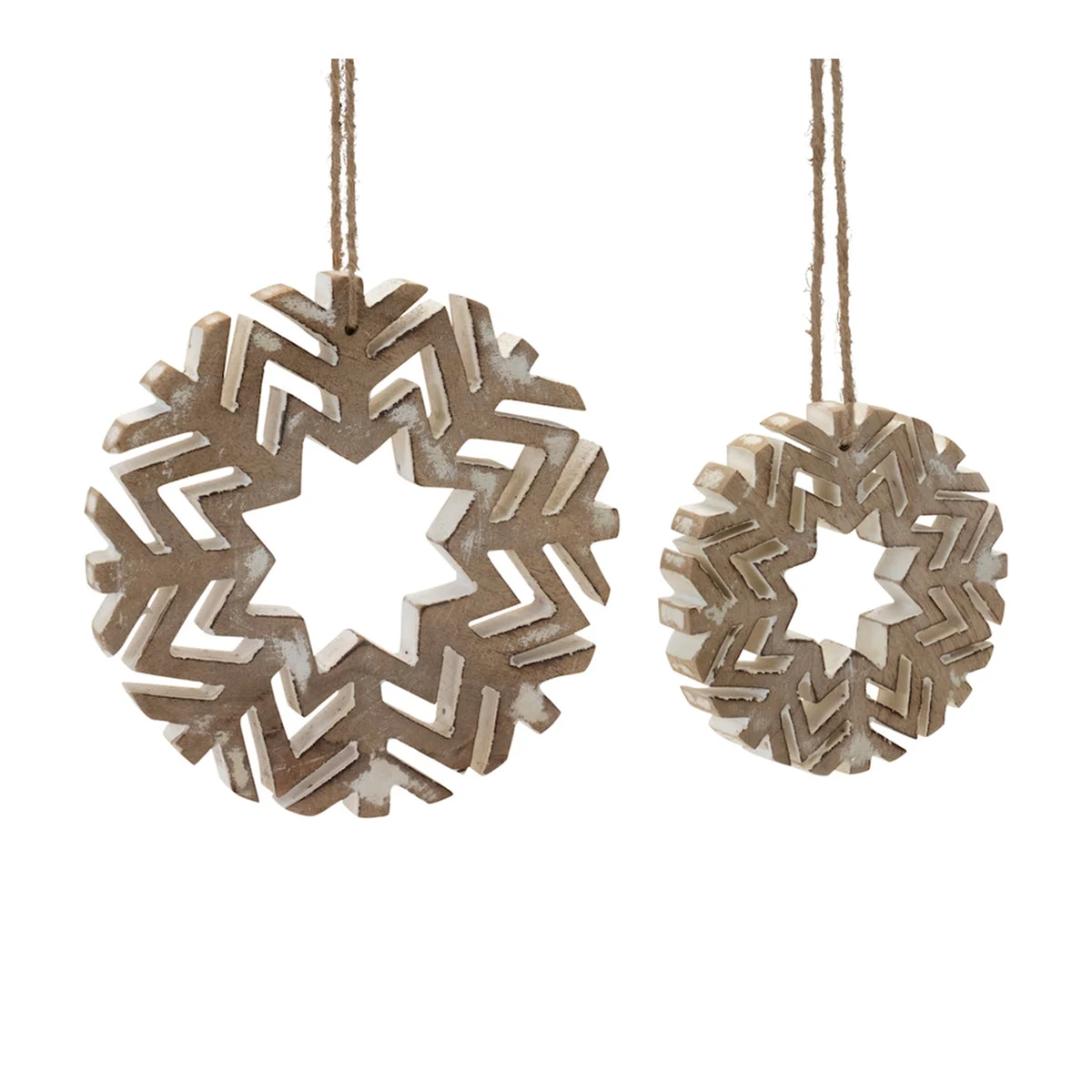 Christmas Rustic Snowflake Ornaments Wooden Cut-Out Set – 12pcs by Melrose