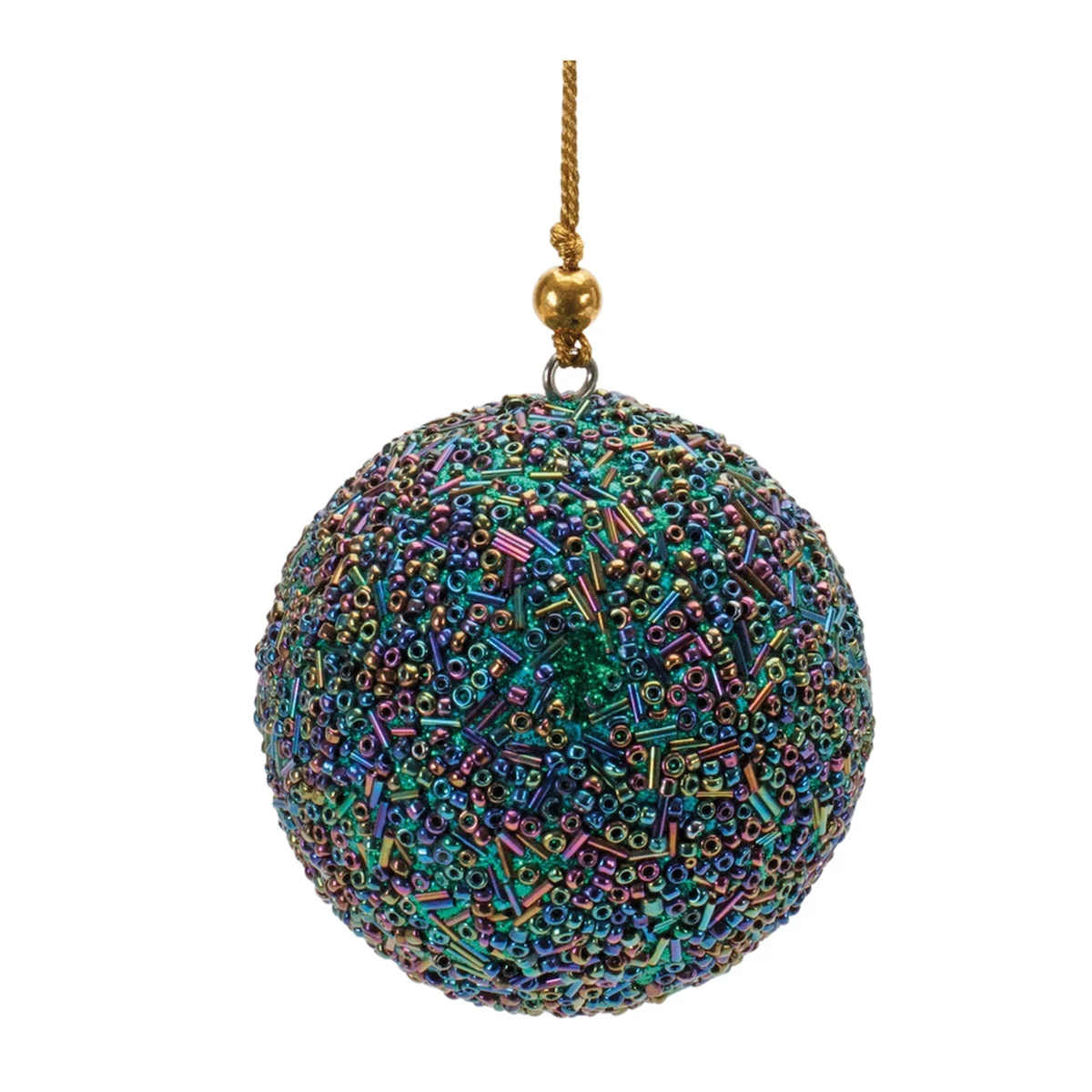 Christmas Tree Beaded Ball Ornaments 3 inch – Blue and Purple Glass Bead Style (Set of 12) Melrose