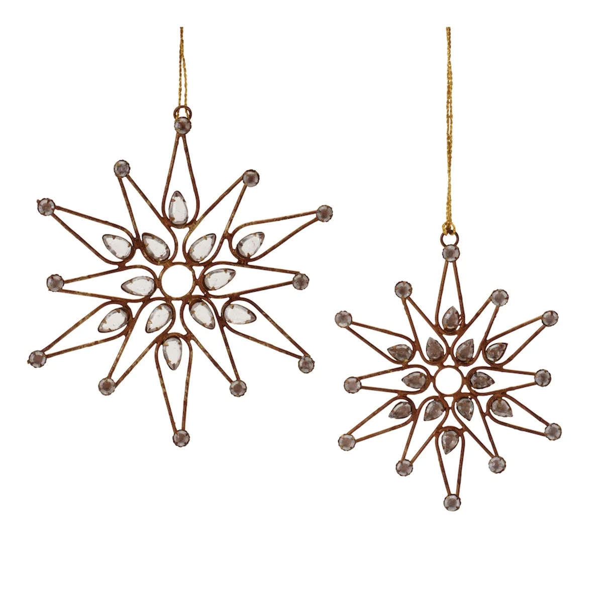 Melrose Bronze Jeweled  Snowflake Ornament (Set of 12)