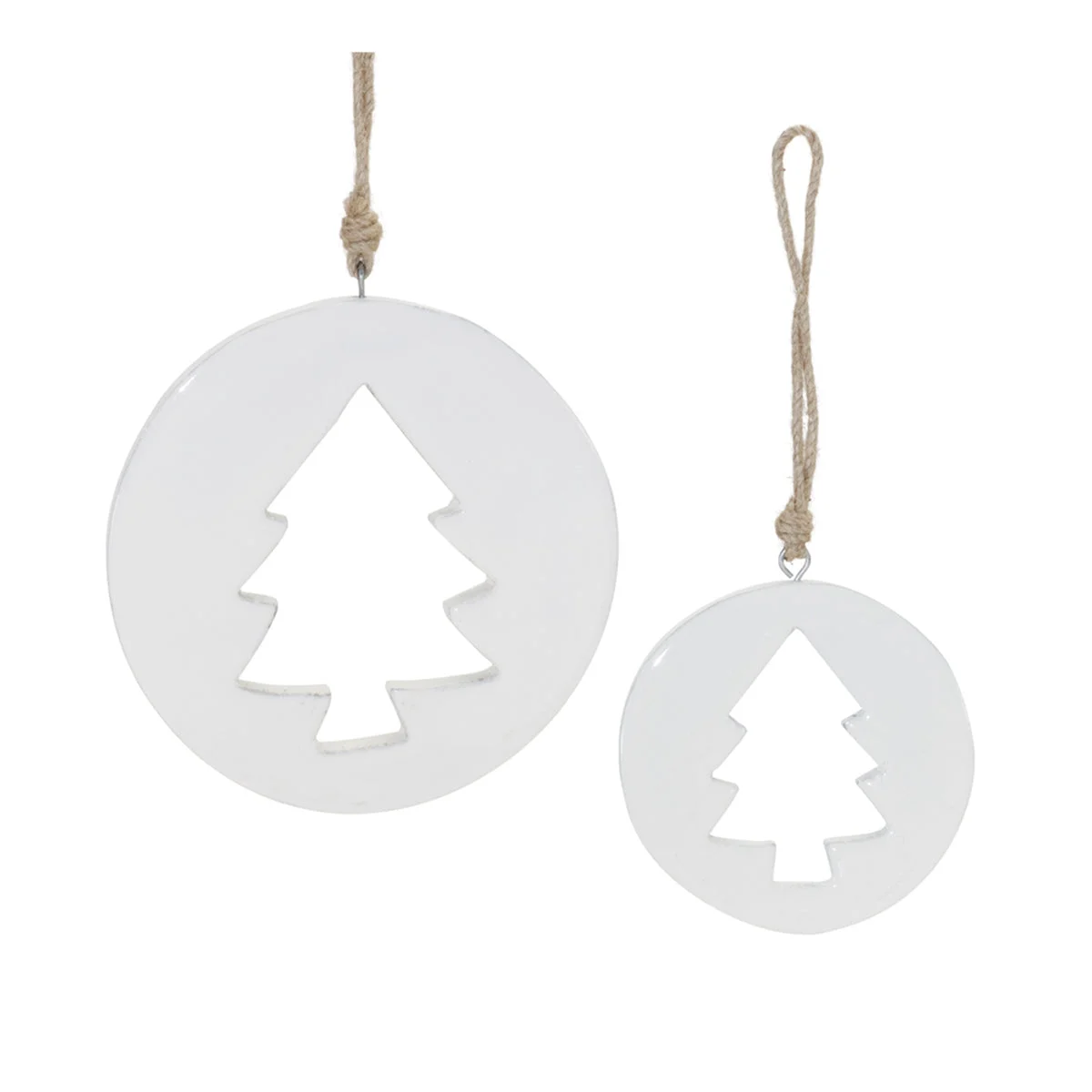 Christmas Tree Cut-Out Ornaments White Wood Pine Decor – Set of 12 by Melrose
