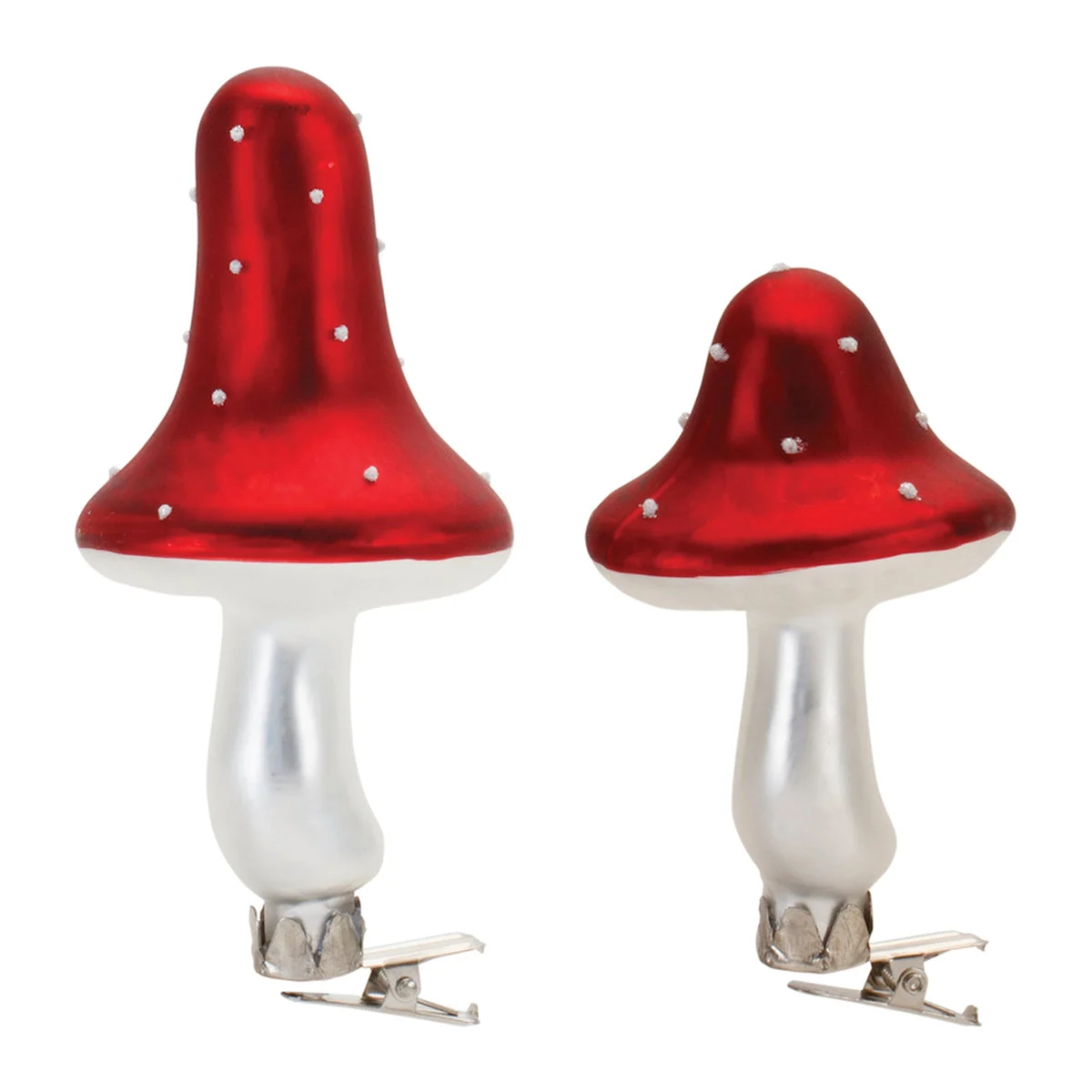 Frosted Glass Mushroom Clip Ornaments (Set of 12) – 4.25–5.25"H Christmas Tree Decor by Melrose