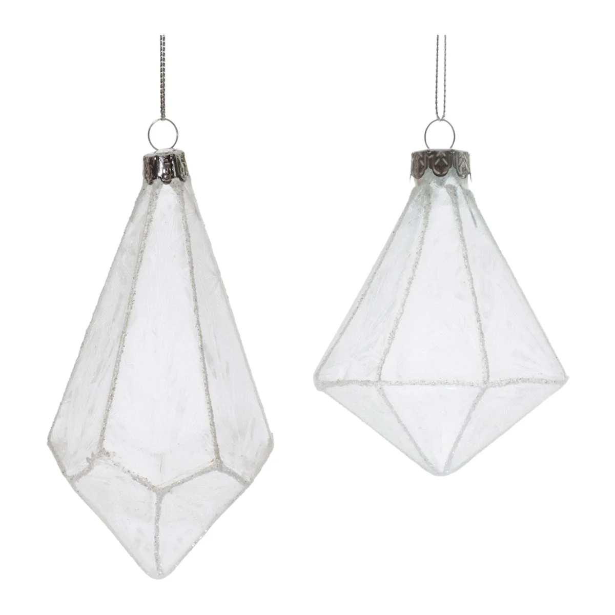 Frosted Glass Drop Ornaments (Set of 6) – 4.25–5.75"H White Christmas Decor by Melrose
