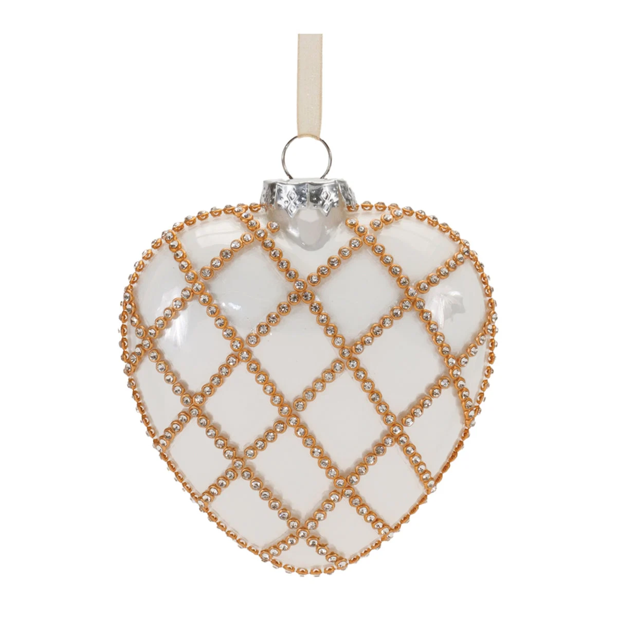 Jeweled Glass Heart Ornaments (Set of 12) – 4.5"H Traditional Christmas Tree Decor by Melrose