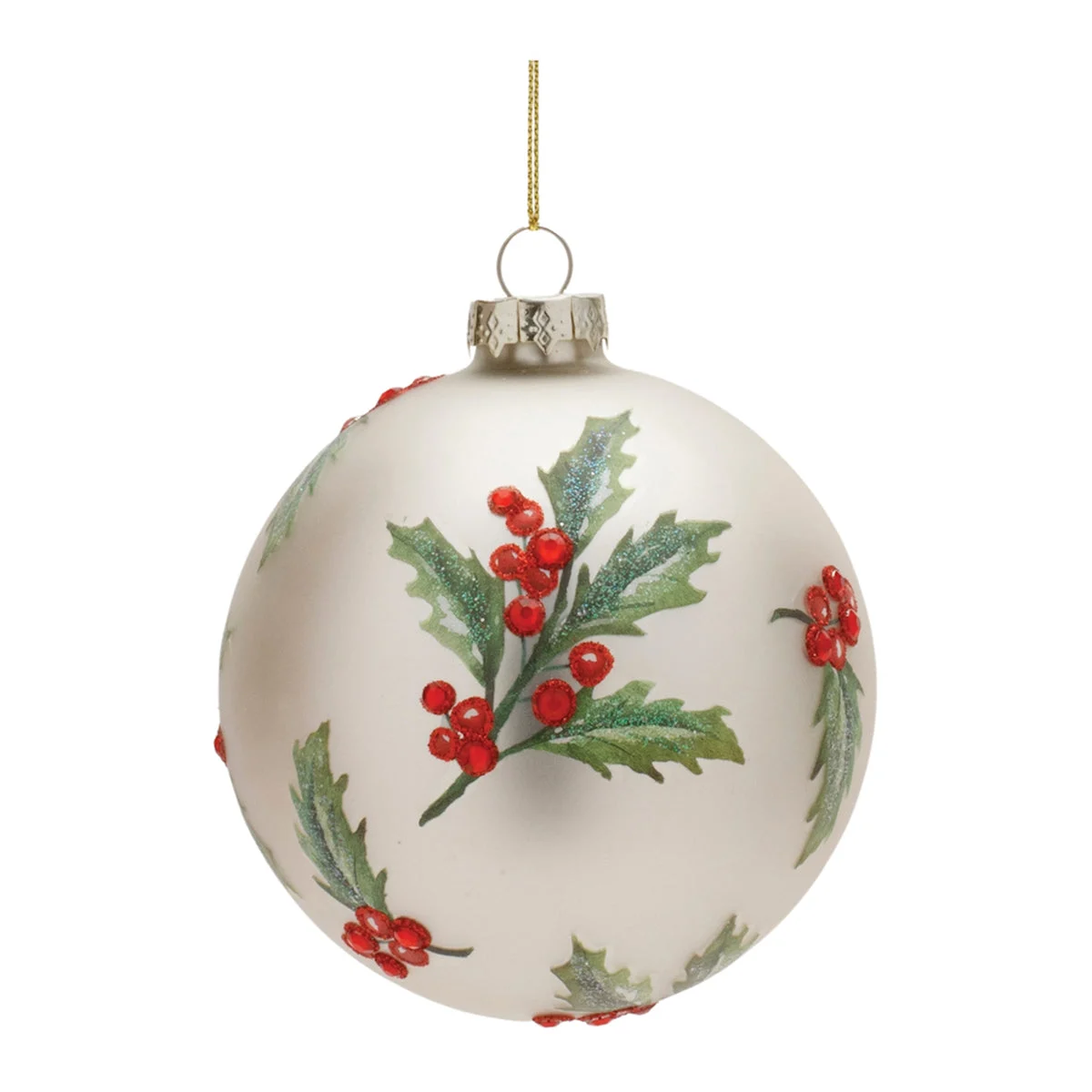 Melrose Holly Glass Ball Ornament (Set of 6)