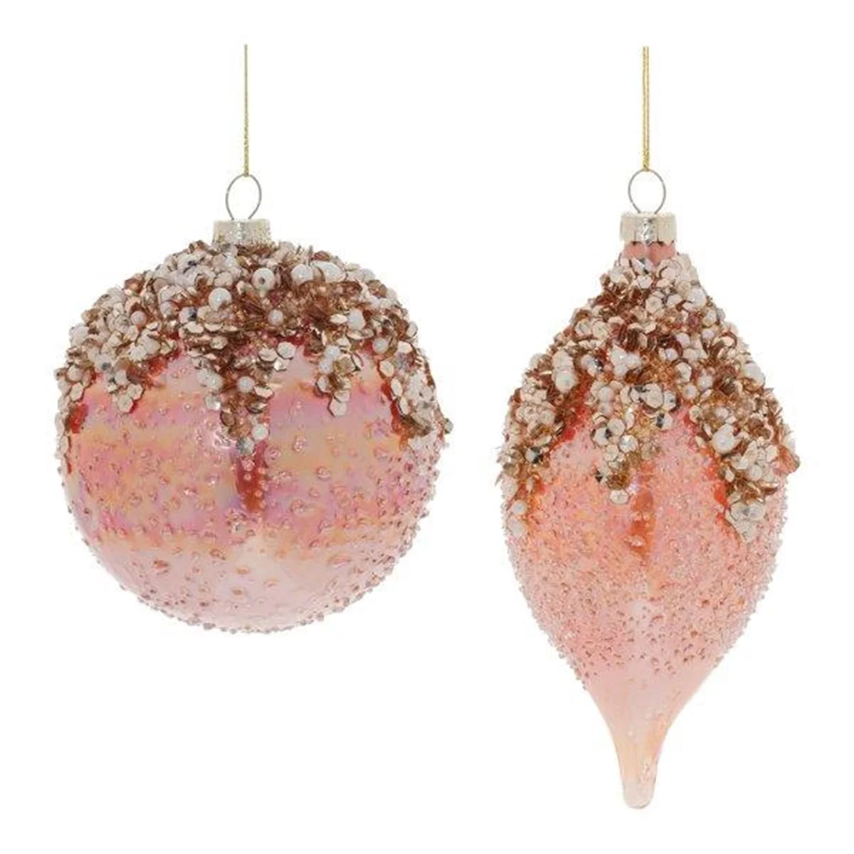 Melrose Beaded Iridescent Glass Ornament (Set of 6)