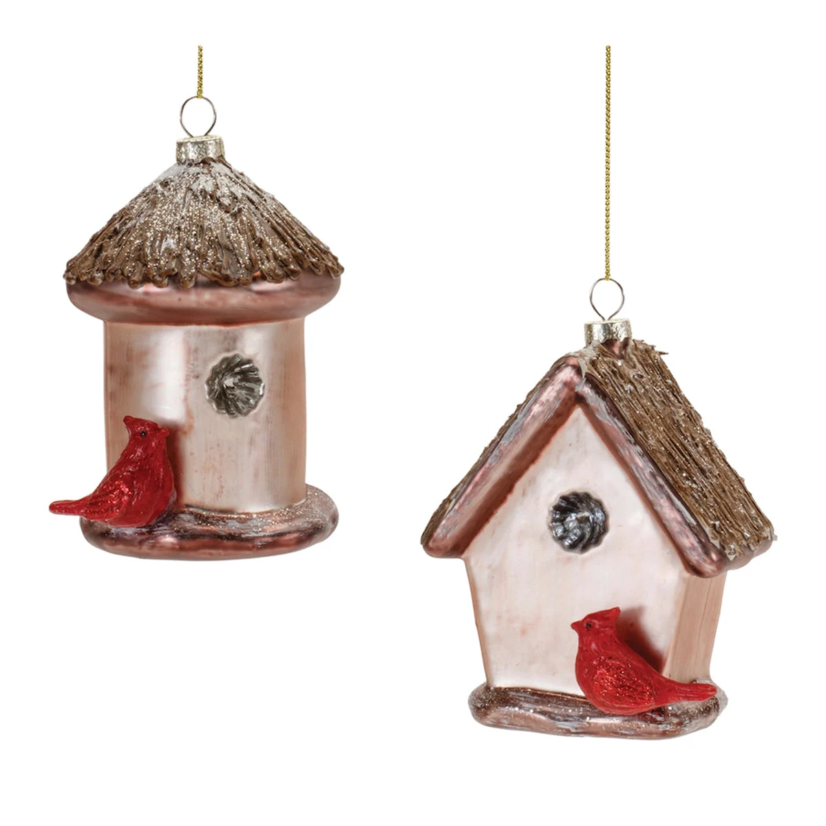 Melrose Glittered Glass Birdhouse Ornament (Set of 6)