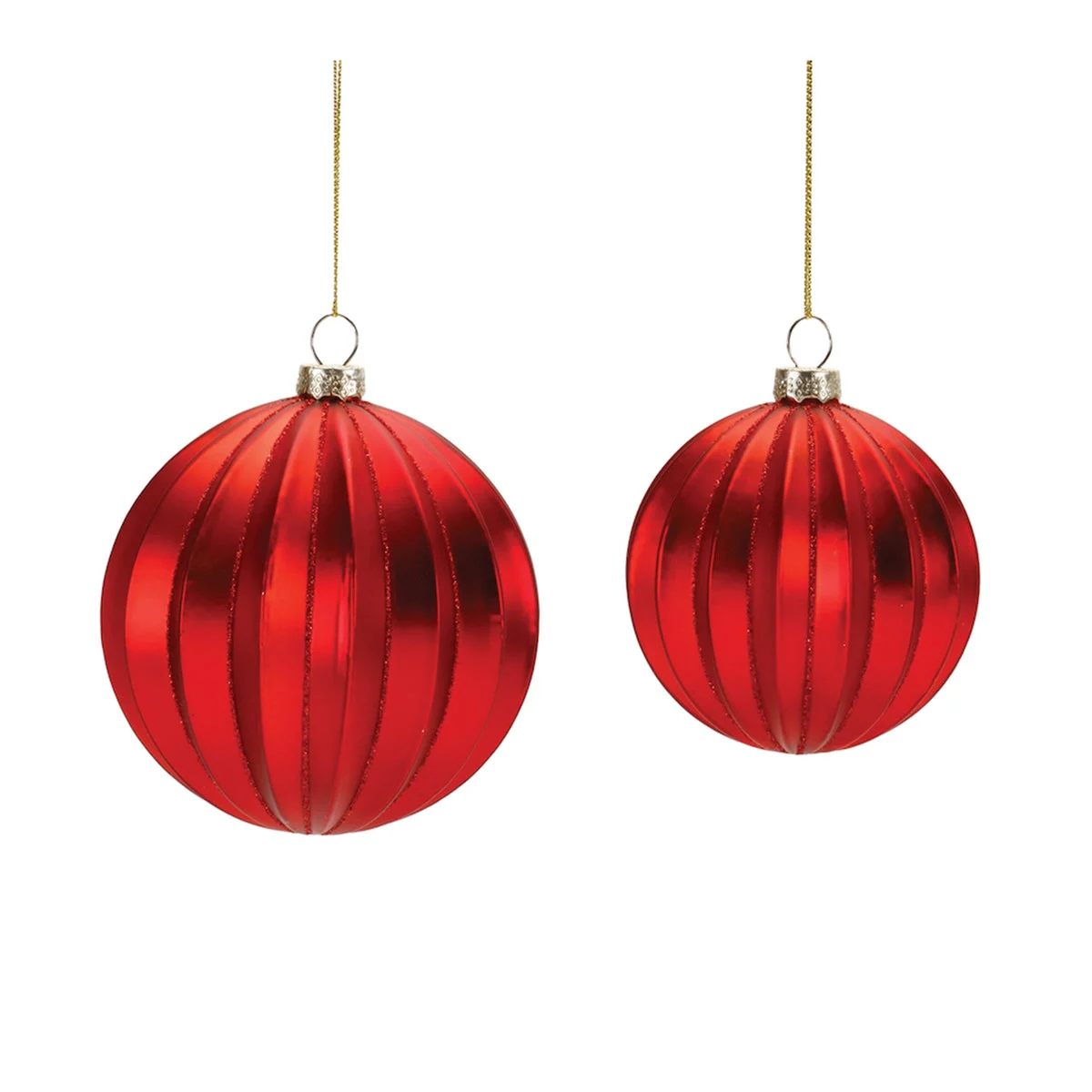Melrose Glitter Ribbed Glass Ball Ornament (Set of 6)