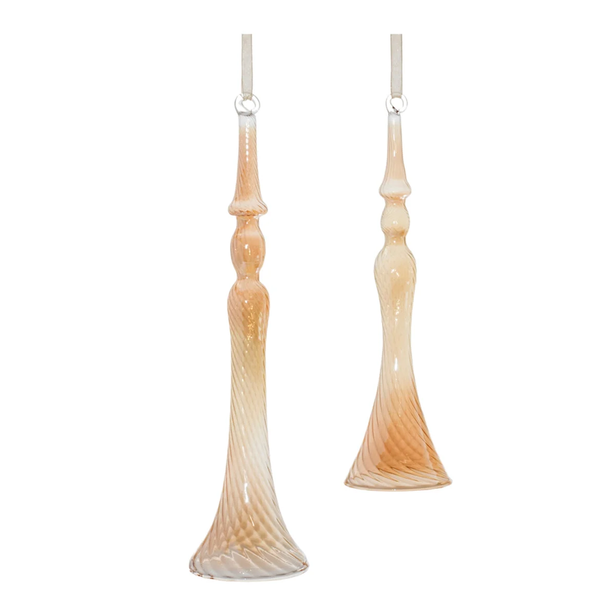 Swirl Glass Drop Ornament (Set of 12) – 8"H & 10"H Amber Ombre Christmas Tree Decor by Melrose