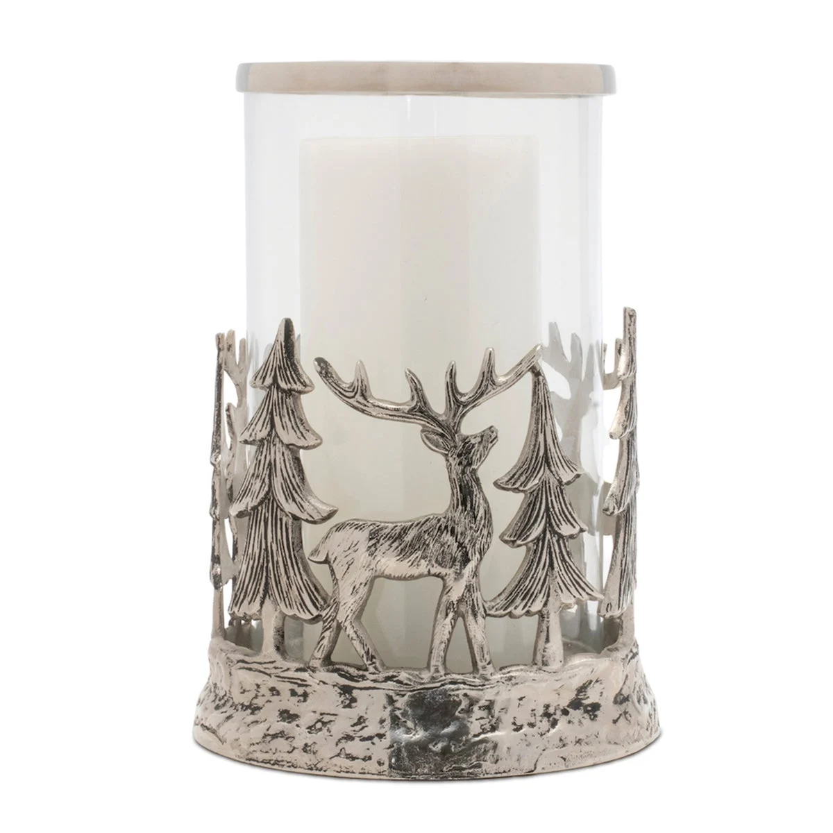 Etched Metal Woodland Candle Holder – 11"H Holiday Decor by Melrose