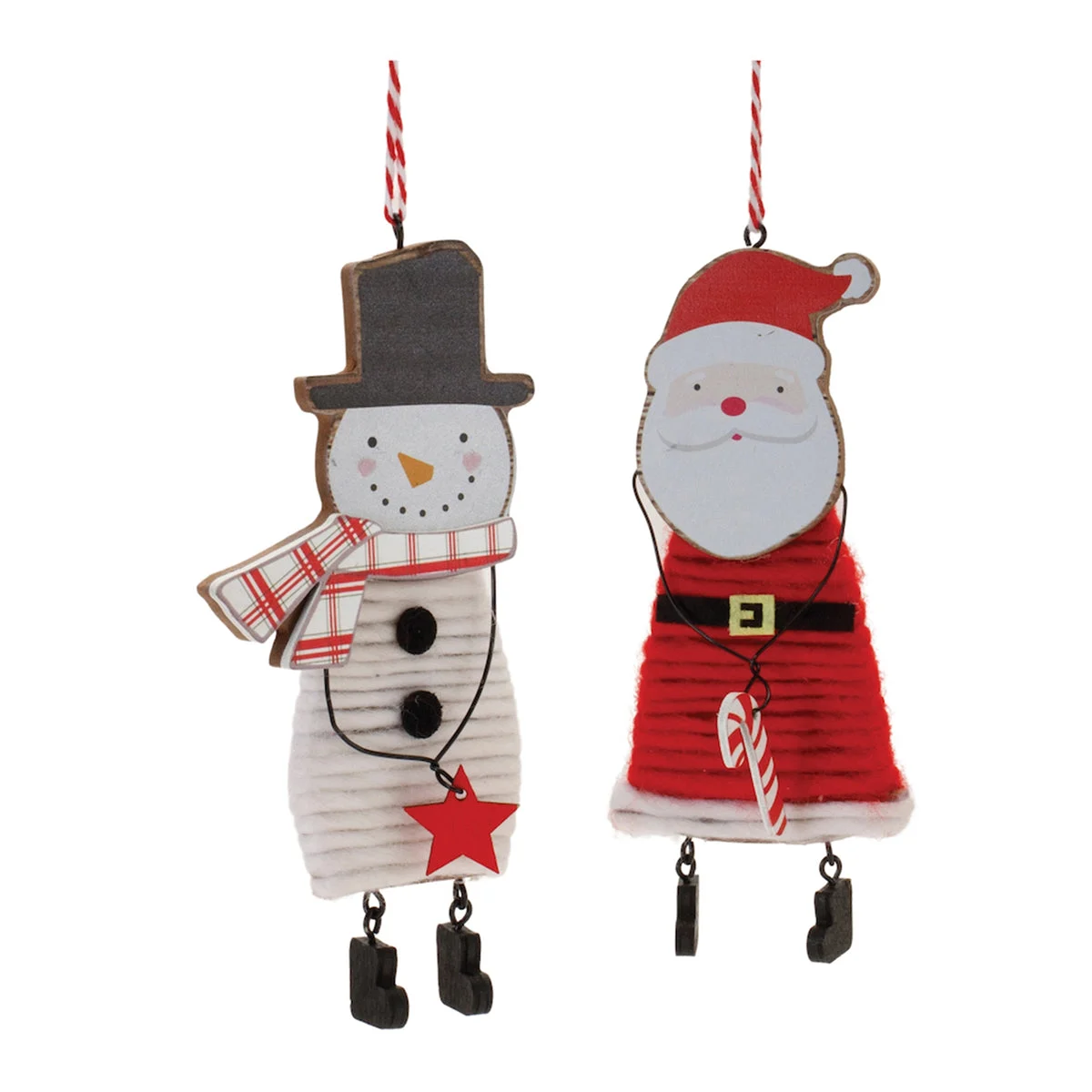 Santa and Snowman Ornament (Set of 12) – 6.5"H MDF Christmas Tree Decor by Melrose
