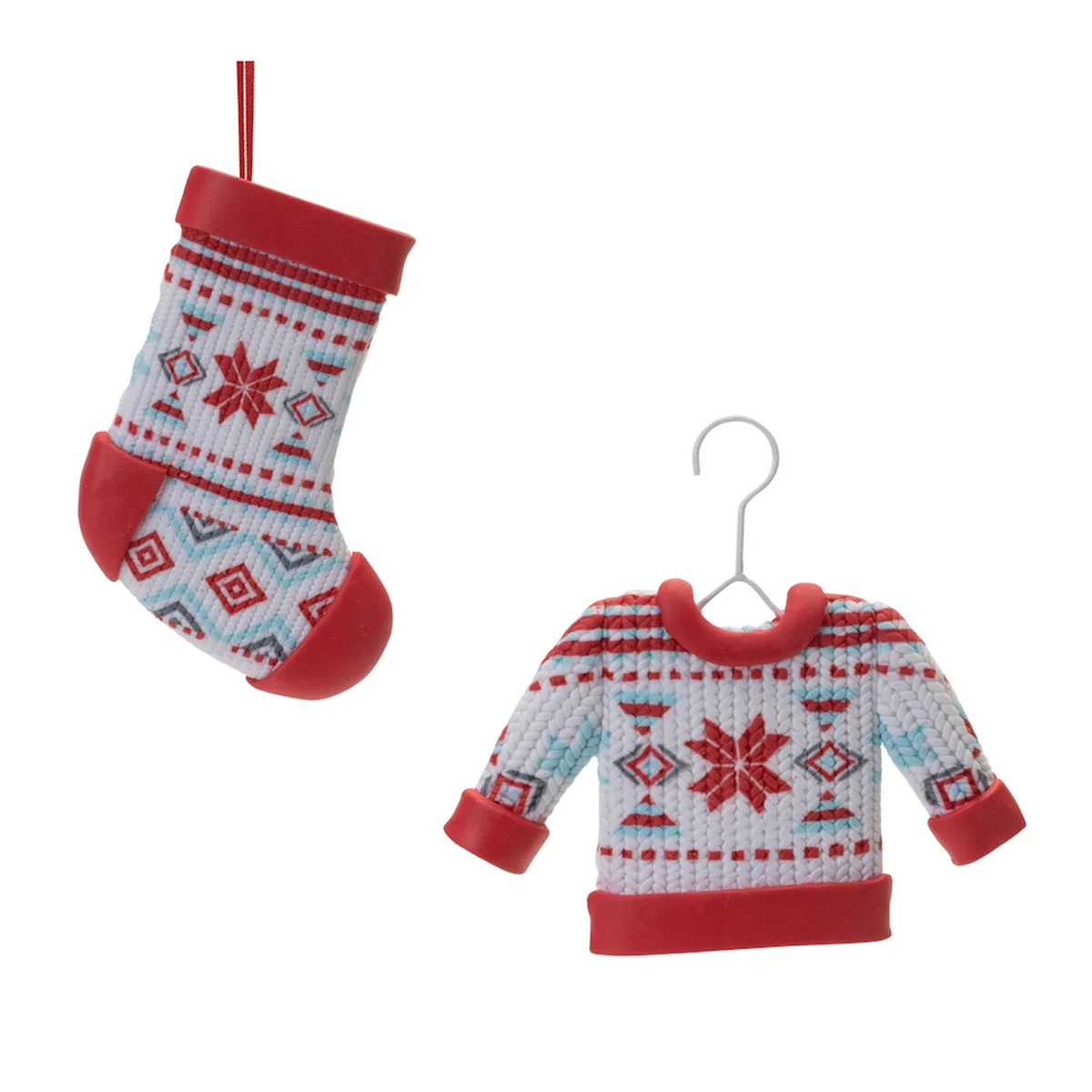 Nordic Stocking and Sweater Ornaments (Set of 12) – 5"H Christmas Tree Decor by Melrose