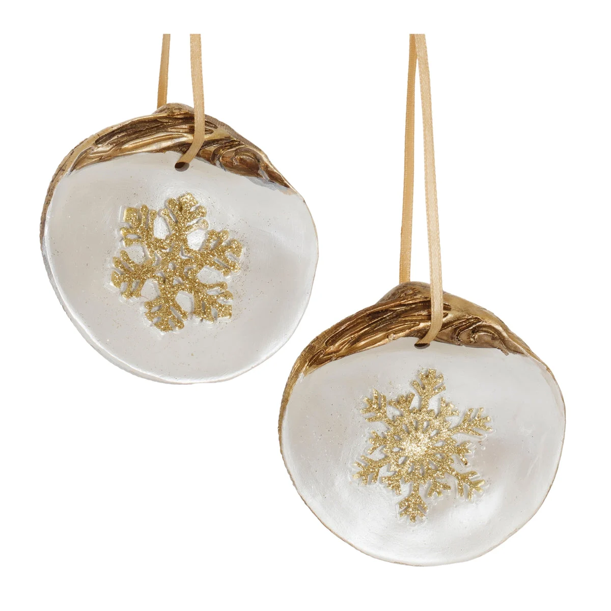 Clam Shell Snowflake Ornament (Set of 12) – 3"H Christmas Tree Decor by Melrose
