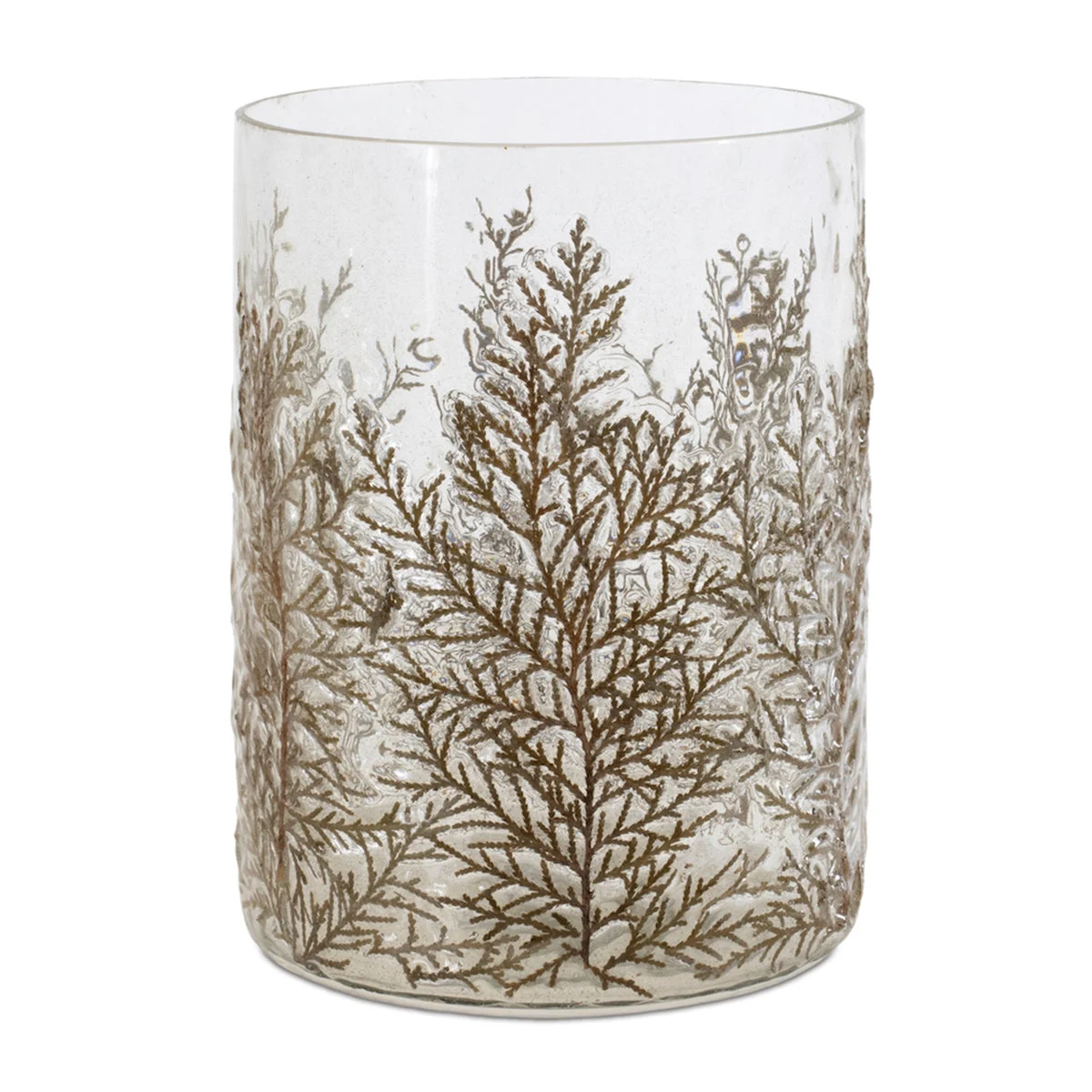 Dried Cedar Rustic Glass Candle Holder 8"H x 6"D Decorative Glass by Melrose
