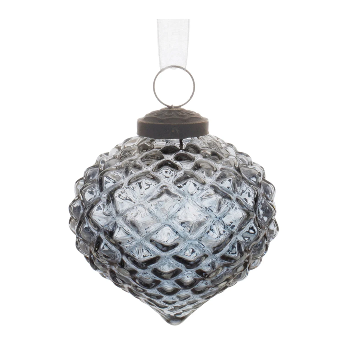 Melrose Blue Harlequin Glass Onion Ornament (Set of 4)