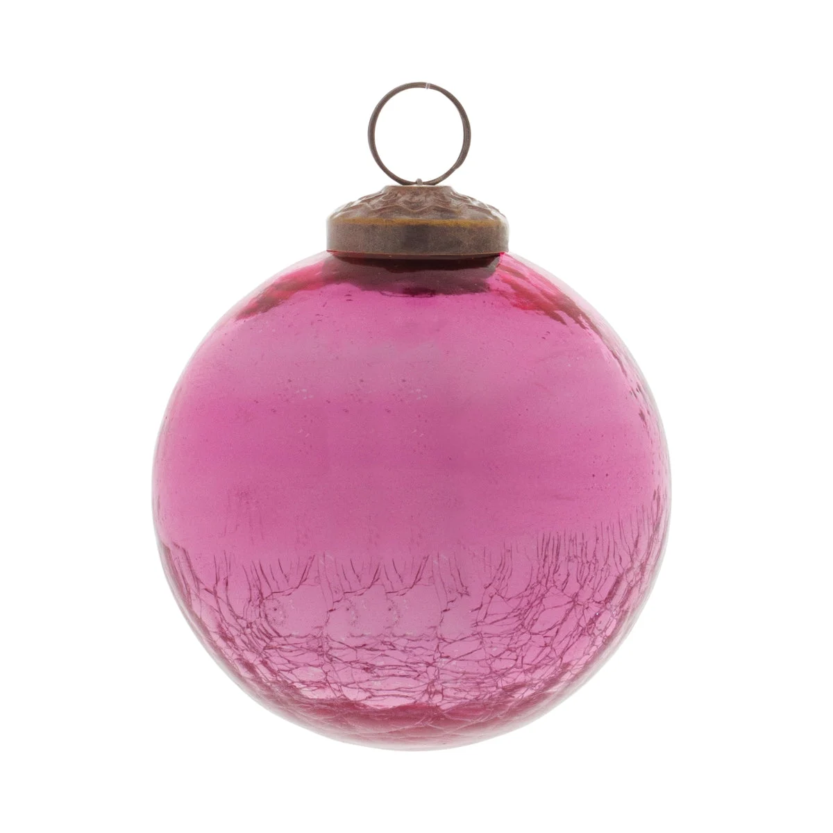 Melrose Pink Crackle Glass Ball Ornament (Set of 12)